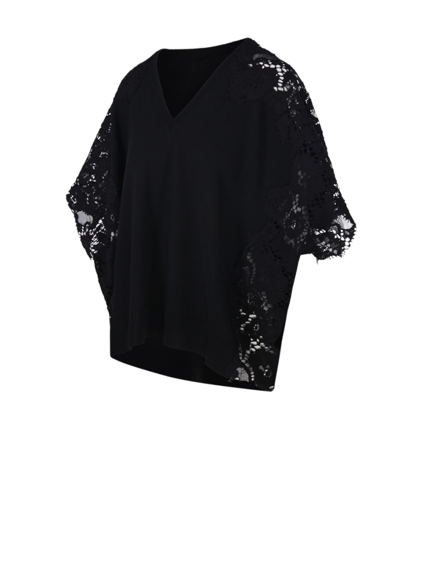 Nude S/s V Neck Sweater In Black