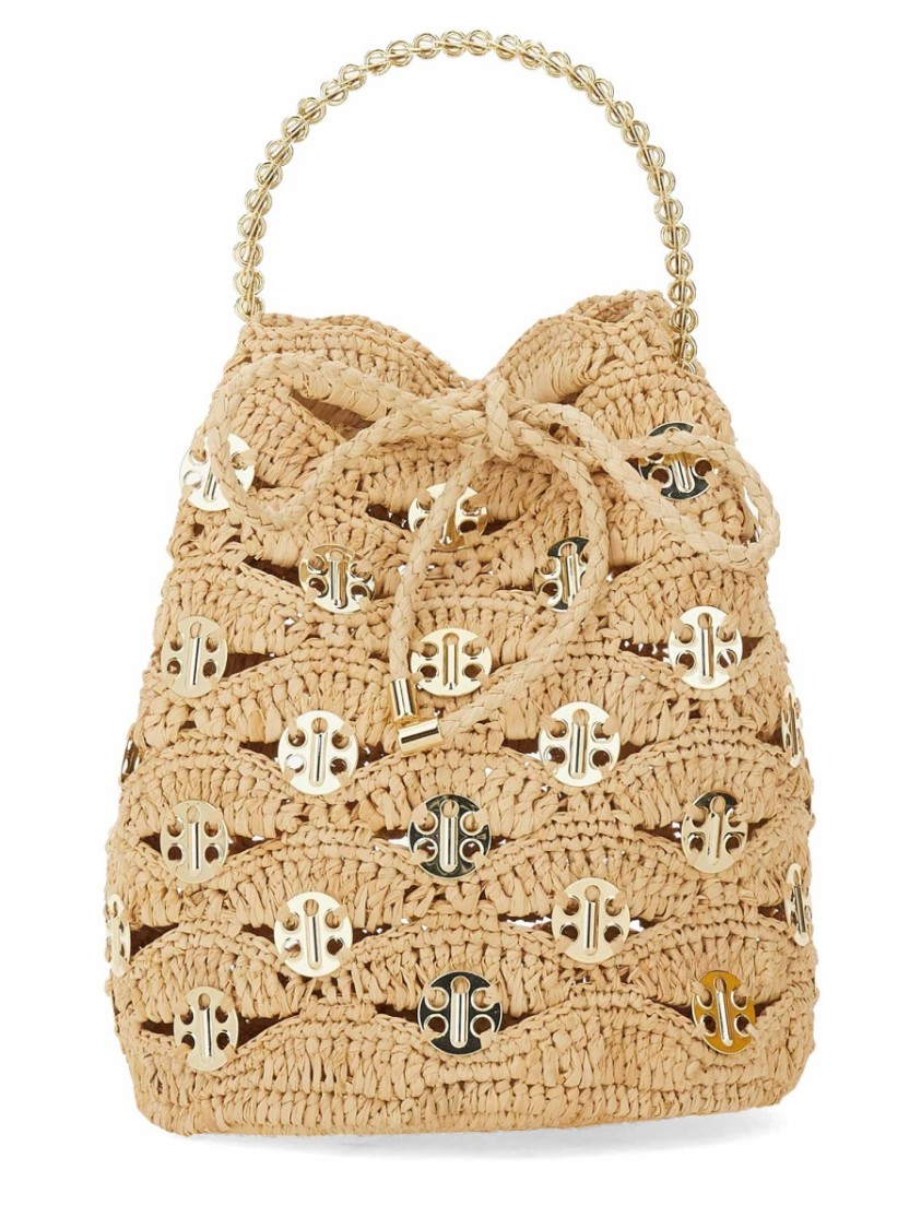 Rabanne Woven Bucket Bag With Intricate Brass Accents