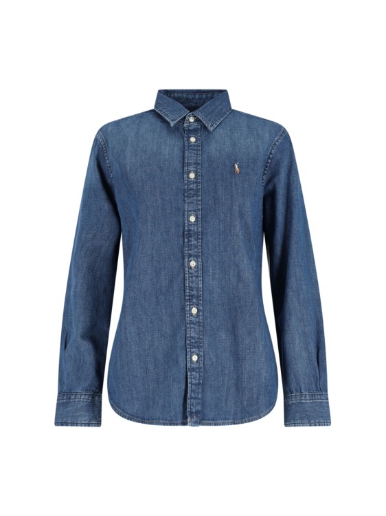 美品 POLO RALPH LAUREN DENIM BD SHIRT Polo Ralph Lauren Embroidered-Logo Denim Shirt | Saks Fifth