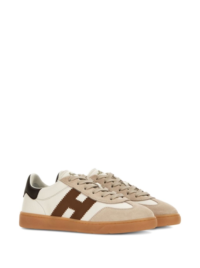 Hogan Beige Sneakers With Lace-up Fastening In White