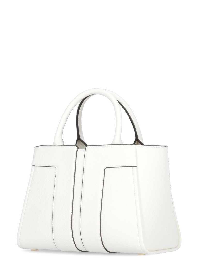 Shop Elisabetta Franchi Ivory Shoulder Bag With Logo In Neutrals