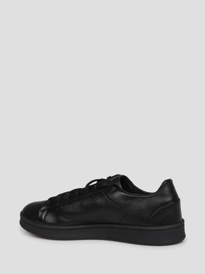 Shop Y-3 Lace-up Leather Stan Smith Sneakers In Black