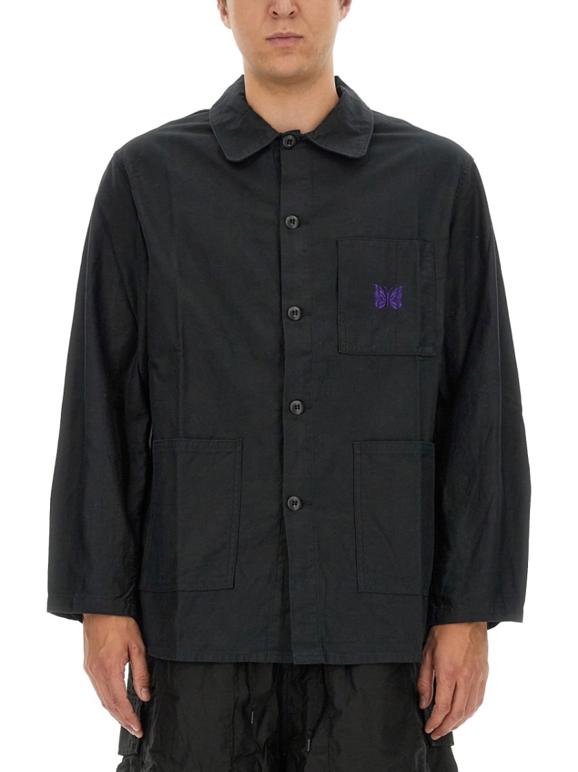 Shop Needles Button-up Shirt With Butterfly Logo