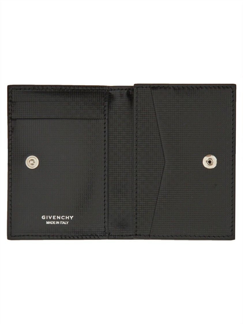 Givenchy Textured Leather Cardholder With Snap Closure In Gray