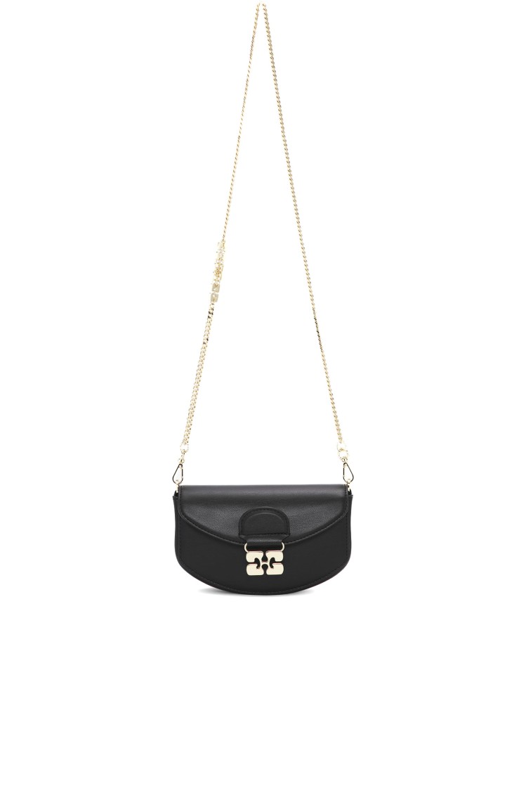 Ganni Black Wallet On Chain With Butterfly Clasp