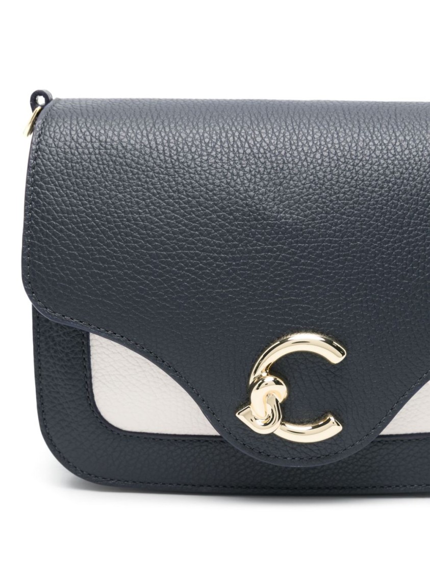 Shop Coccinelle Black And White Calf Leather Shoulder Bag