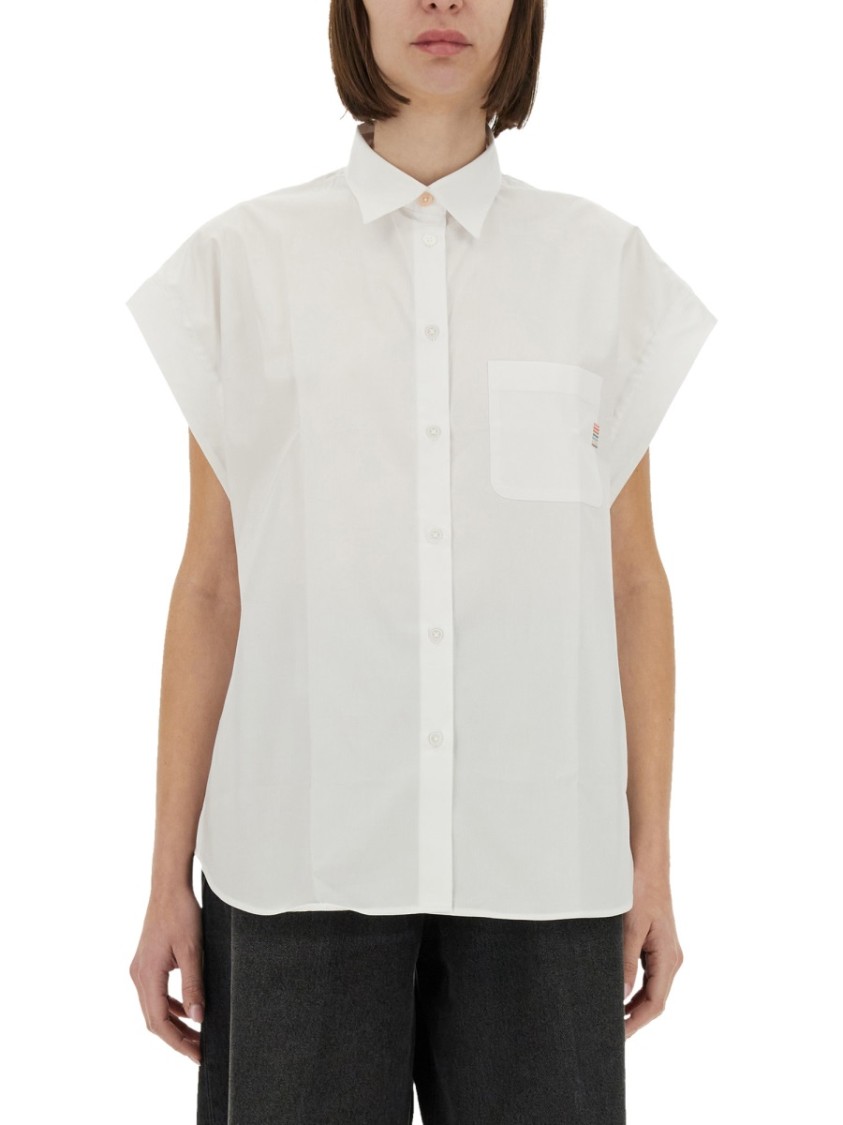 Ps By Paul Smith Ps Paul Smith White Cotton Shirt With Short Rolled Sleeves In White