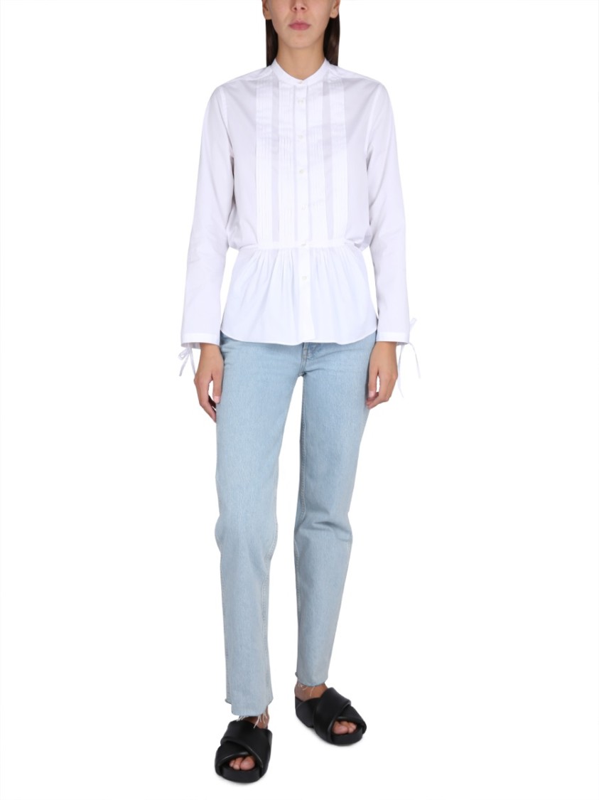 Shop Aspesi Korean Collar Shirt