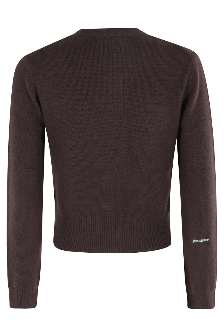 Jw Anderson Mens Chocolate Brown Regular-fit Embroidered Wool Cardigan In Brown