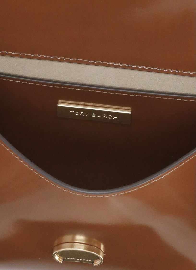 Tory Burch Shoulder Bag With Adjustable Strap And Smooth Finish In Brown