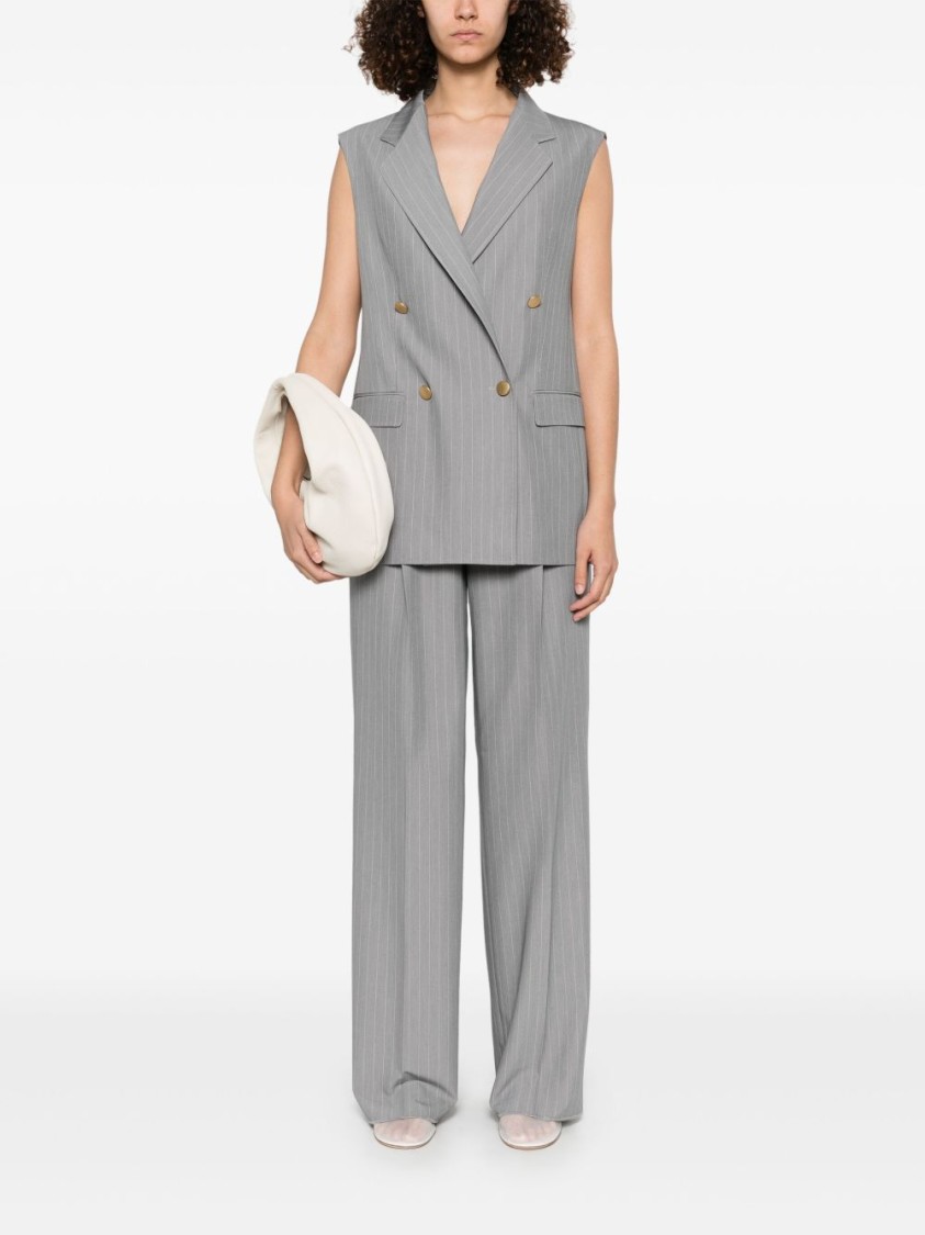Shop Tagliatore Tailored Grey Sleeveless Blazer With Gold-tone Buttons