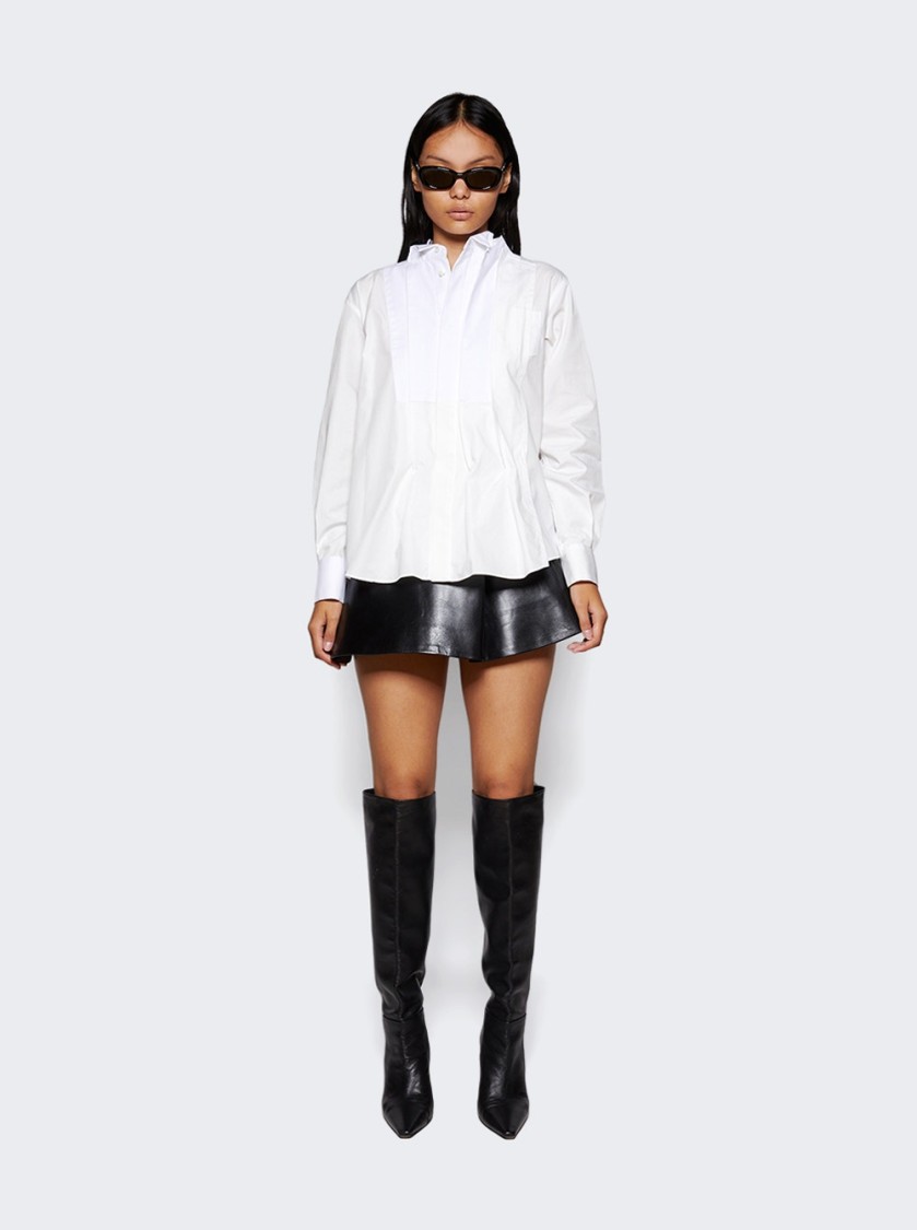 Khaite A-line Leather Mini Skirt With Distinctive Flounce Cut
