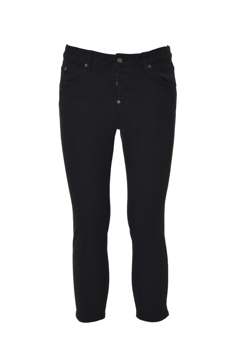 Dsquared2 Low-rise Cropped Skinny Trousers In Black