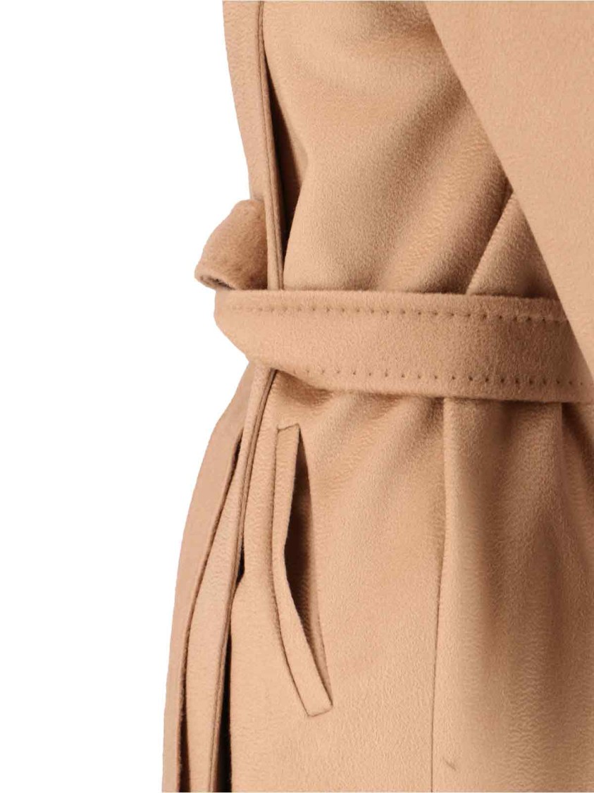 Max Mara Belted Waist Hooded Jacket Pockets In Neutral