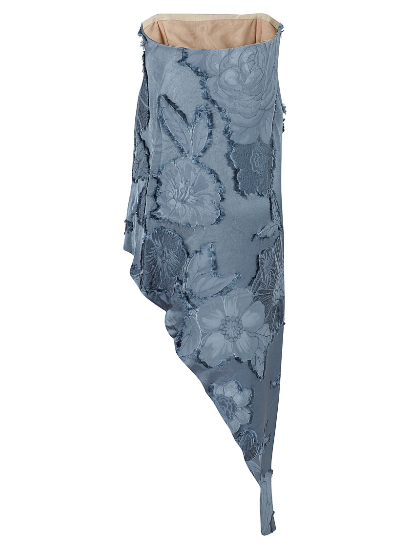 Etro Light Blue Fringed-effect Asymmetric Top In Blue