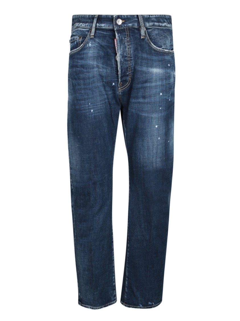 DSQUARED2 DSQUARED2 DISTRESSED BLUE DENIM JEANS WITH TAILORED FIT