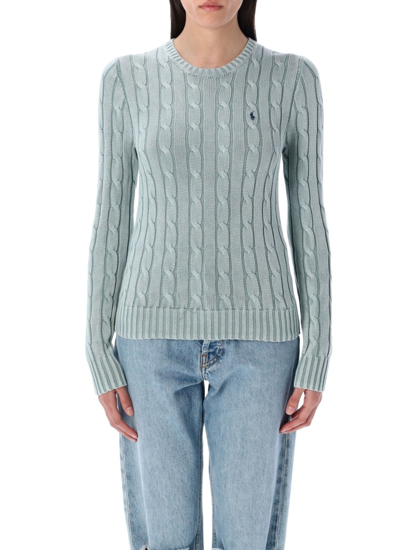 Shop Polo Ralph Lauren Cable-knit Cotton Crewneck Jumper