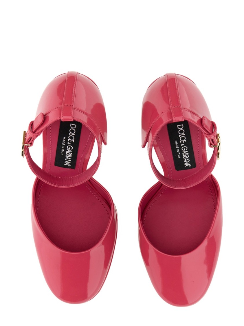 Shop Dolce & Gabbana Glossy Leather Platform Pumps In Pink