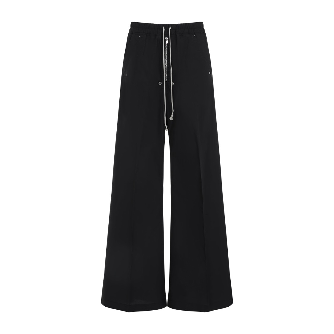 Moncler X Rick Owens 'belas' Black Pants With Drawstring Waist And Logo Patch On The Side In Animal Print