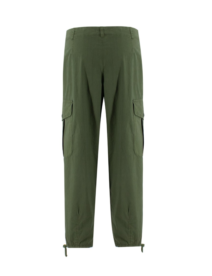 Aspesi Green Cargo Trousers With Adjustable Drawstring In Green