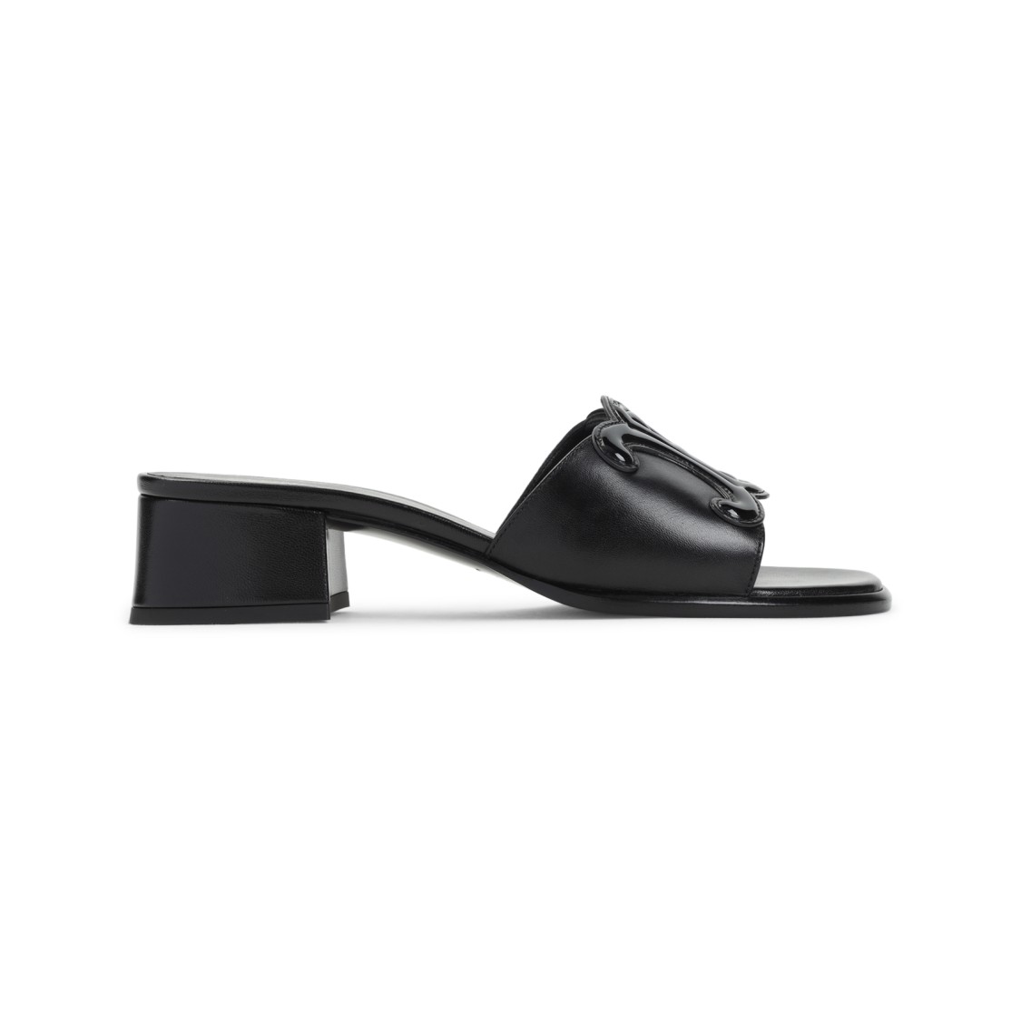 Celine Black Leather Triomphe 40 Mule In Multi