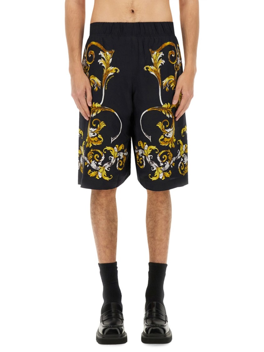 Shop Versace Jeans Couture Shorts With Baroque Outline Print