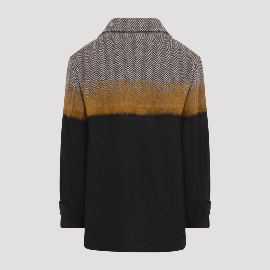 Dries Van Noten Multicolor Stand Collar Coat In Black