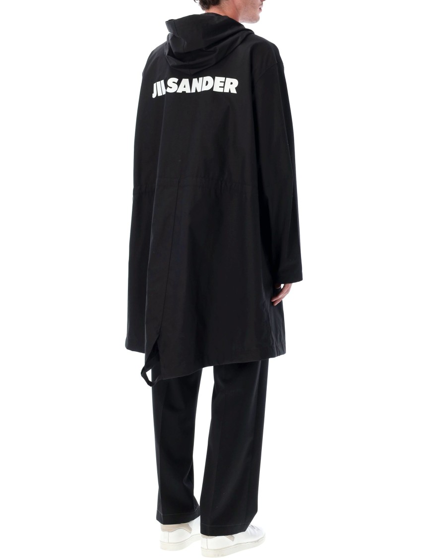 Jil Sander Cotton Logo Parka In Black