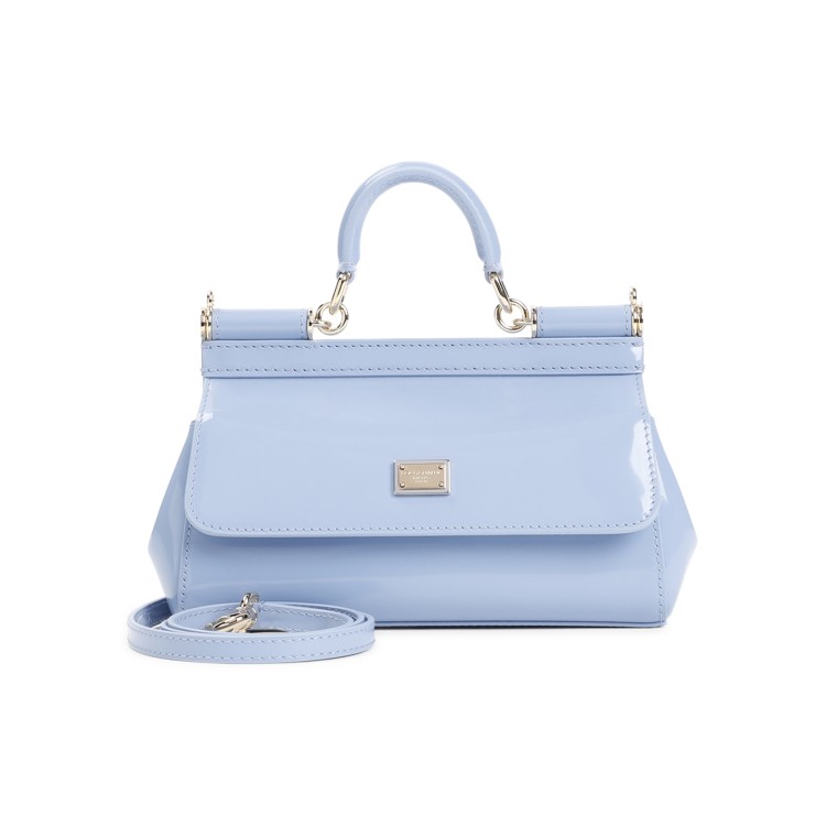 Dolce & Gabbana Sicily Light Blue Calf Leather Handbag Bag