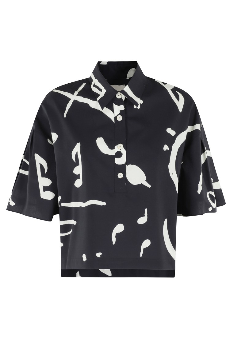 ALYSI ALYSI ABSTRACT PRINT POLO WITH CLASSIC COLLAR