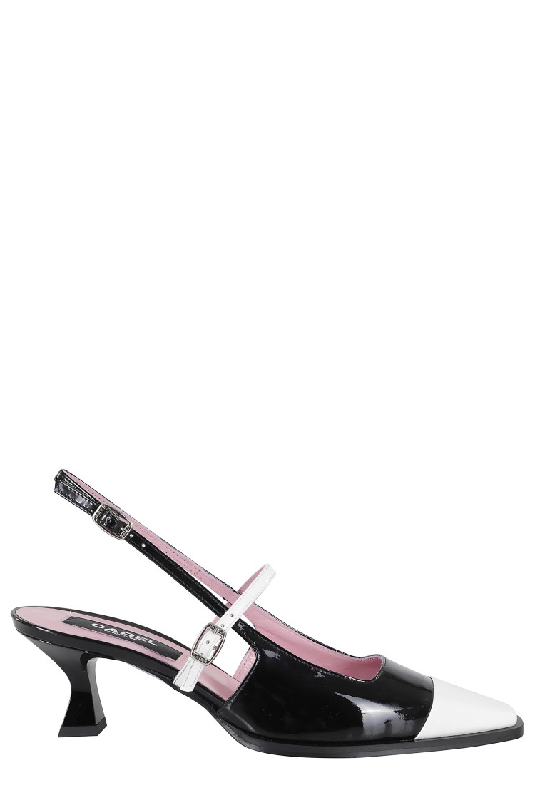 Carel Paris Pointed Toe Slingback Shoes In Black