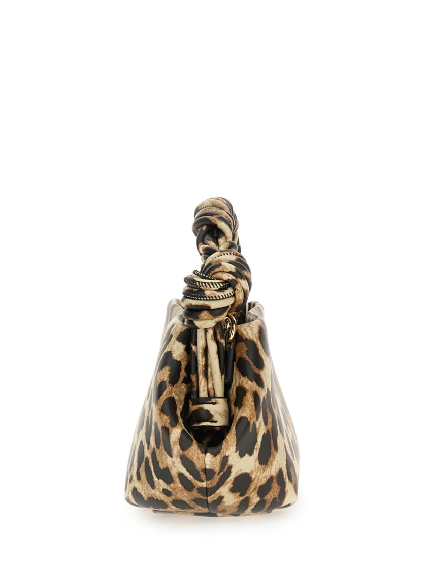 Ganni Leopard Print Mini Bou Bag With Twisted Handle