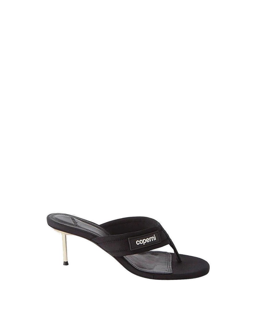 Coperni Black Fabric Sandals With Cushioned Thongs In Black