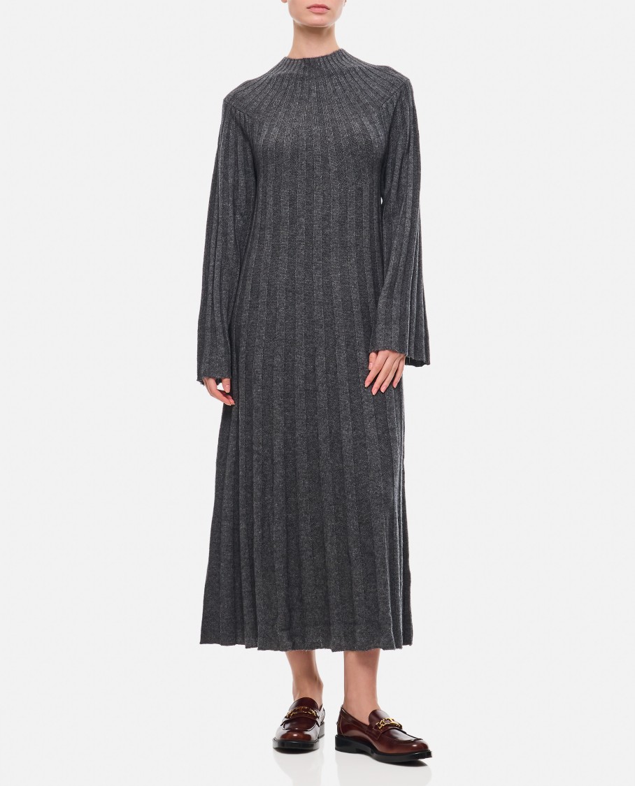 Loulou Studio Long Sleeve Knit Dress In Grey