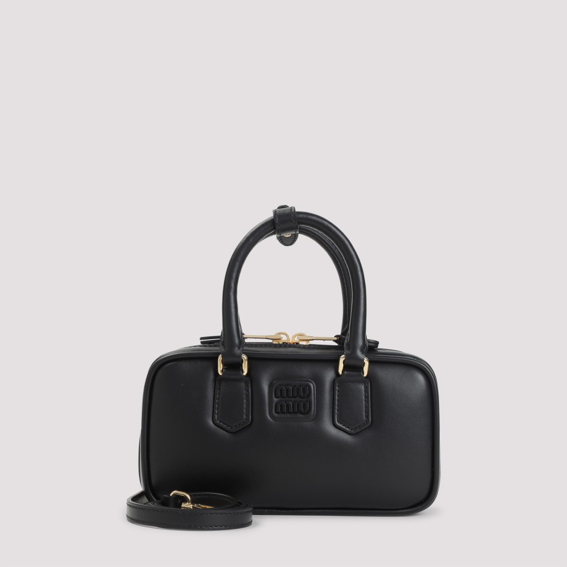 Miu Miu Arcadie Mini Black Calf Leather Shoulder Bag In Black