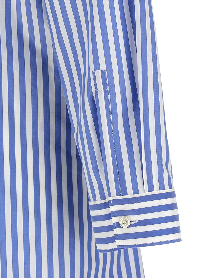 Philosophy Di Lorenzo Serafini Shirt-style Striped Cotton Blend Chemisier Dress In Blue