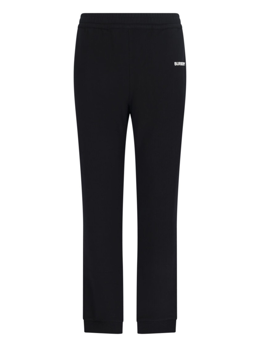 Burberry Black Pants With Elastic Waist And Logo Lettering On The Side In Cotton Man