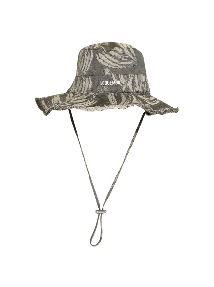 Shop Jacquemus The Artichaut Bucket Hat Jacquard Banana In Grey