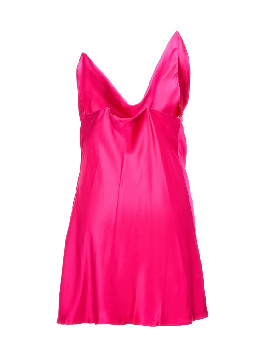 Y/project Satin Dress With Unique Crisscross Transparent Straps In Pink