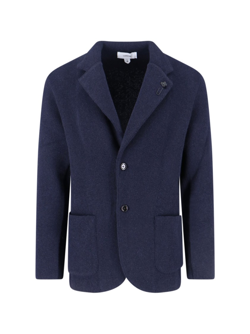 Lardini Tailored Jacket With Decorative Pin And Pockets In Blue