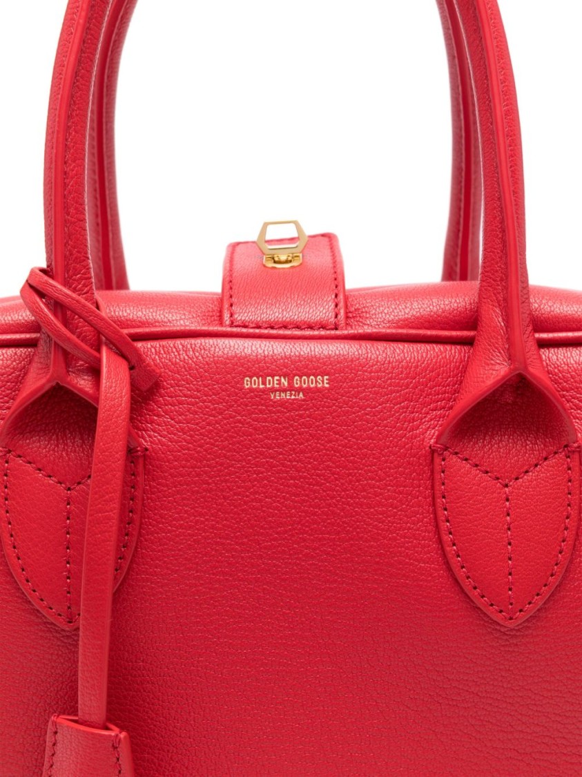 Golden Goose Structured Red Goat Leather Handbag In Red