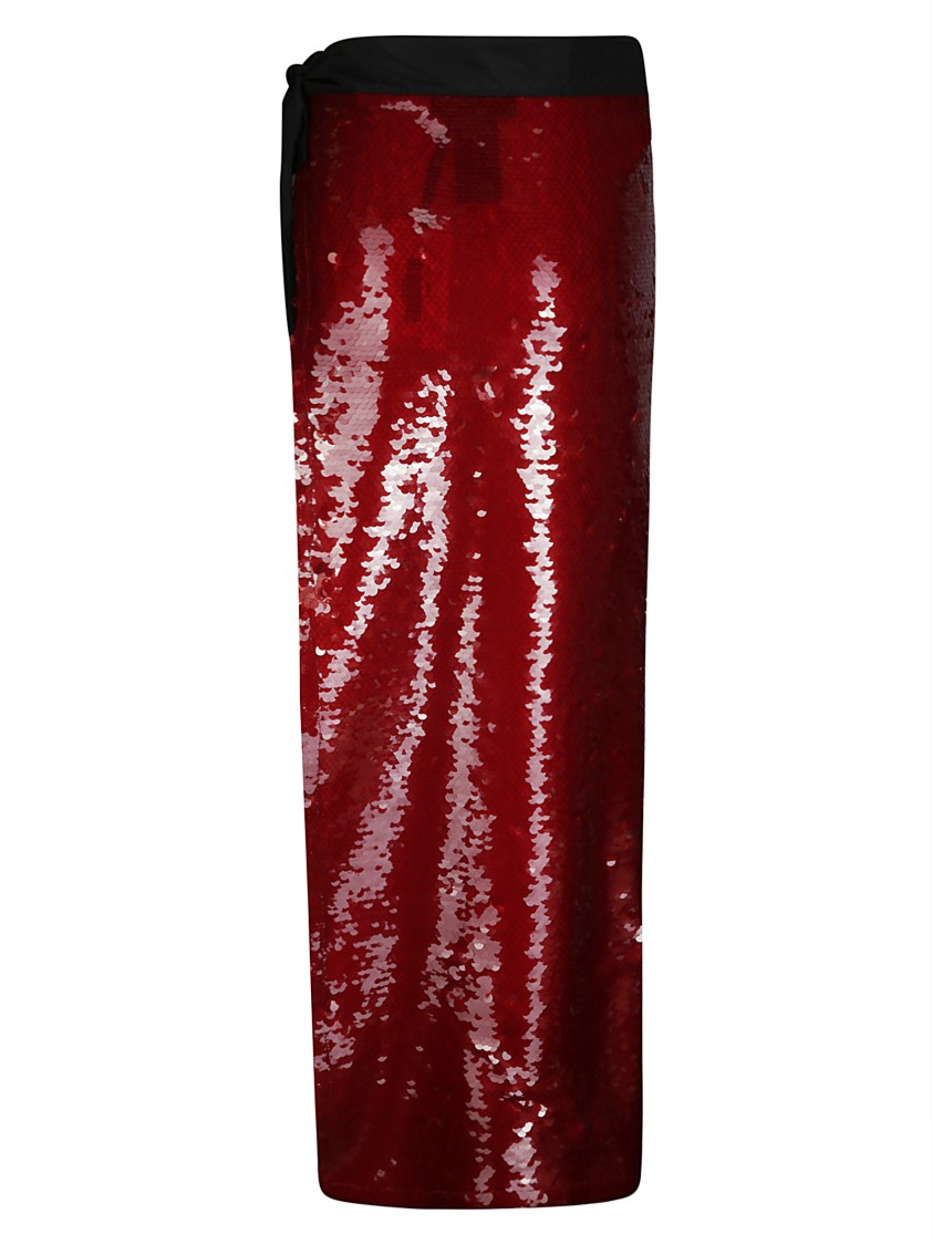 Maria Calderara Maxi Side Slit Sequin Skirt With Taffeta Band