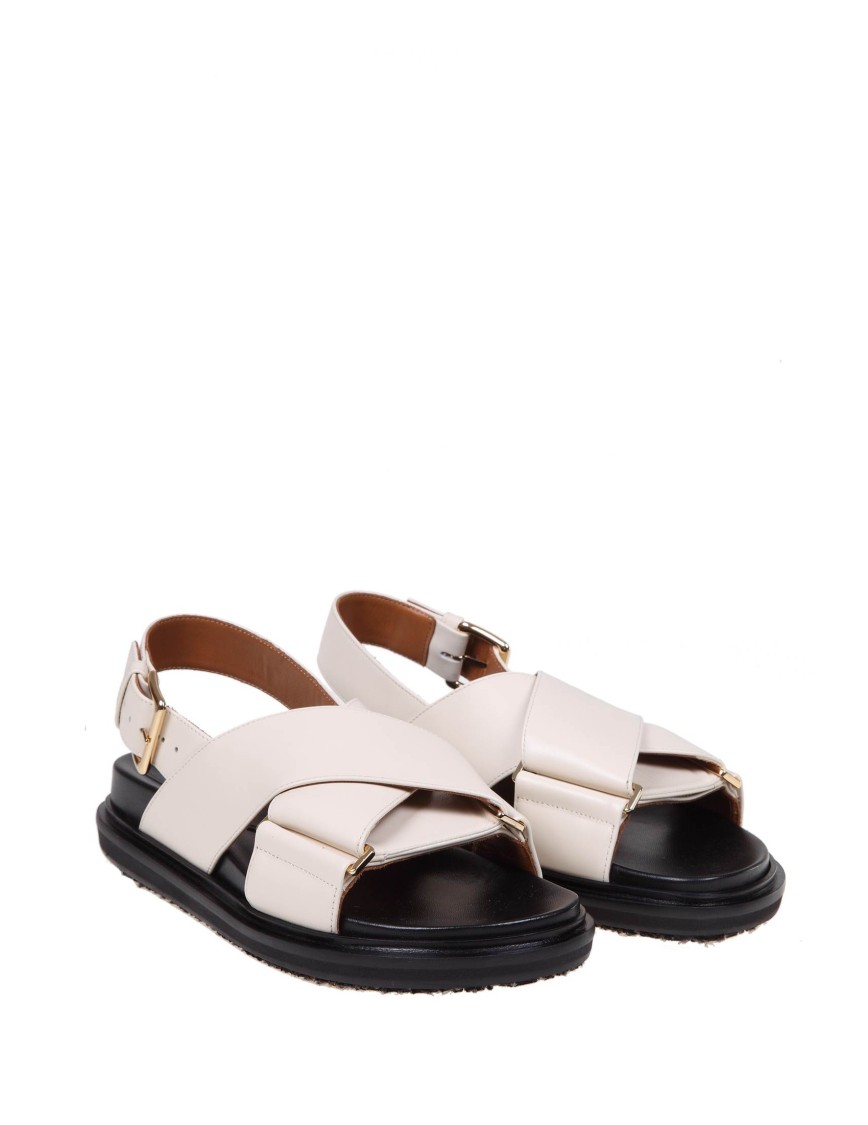 Shop Marni Fussbett Sandal In White Leather