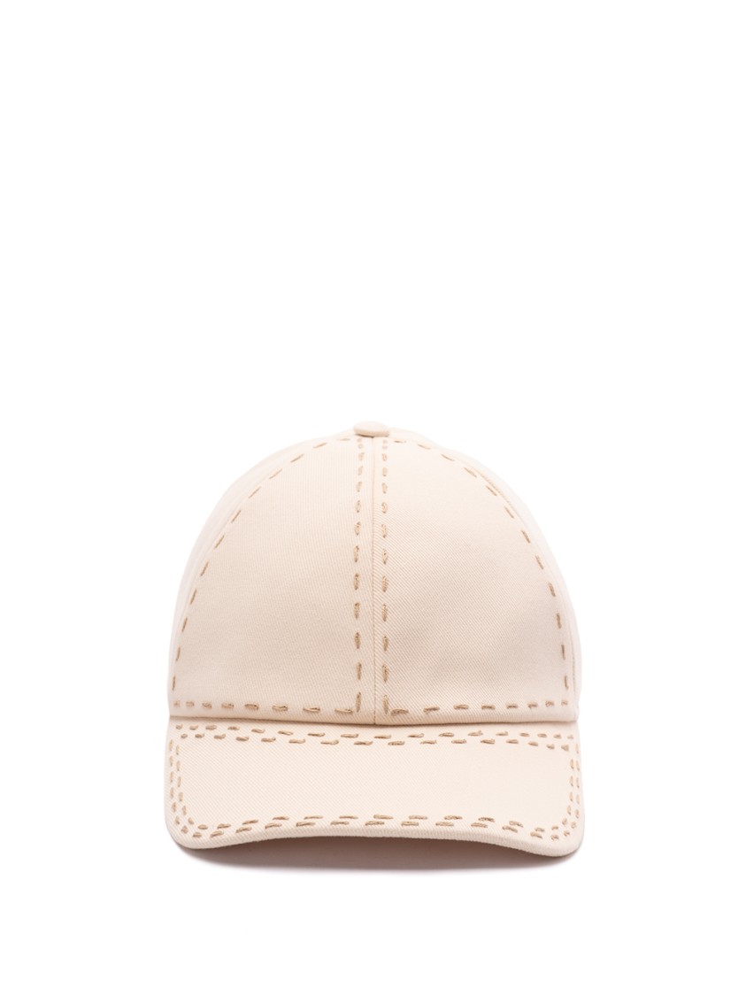 Fendi Structured Cotton Baseball Cap With Contrast Stitching