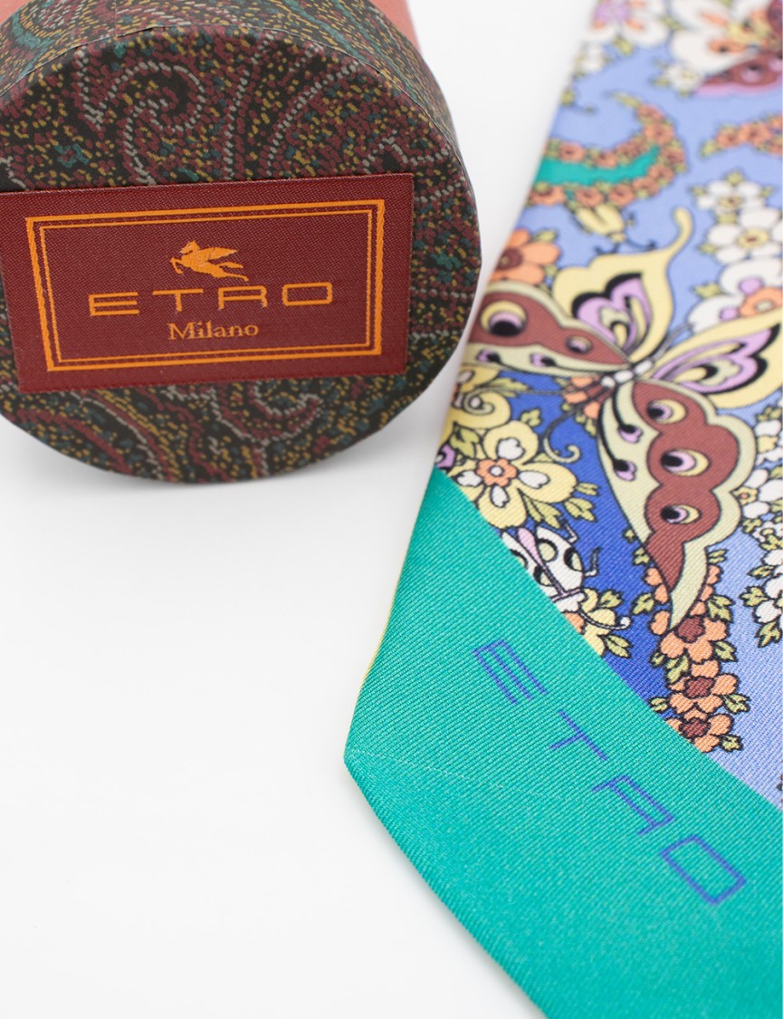 Etro Micro Paisley Silk Twill Scarf In Multicolor