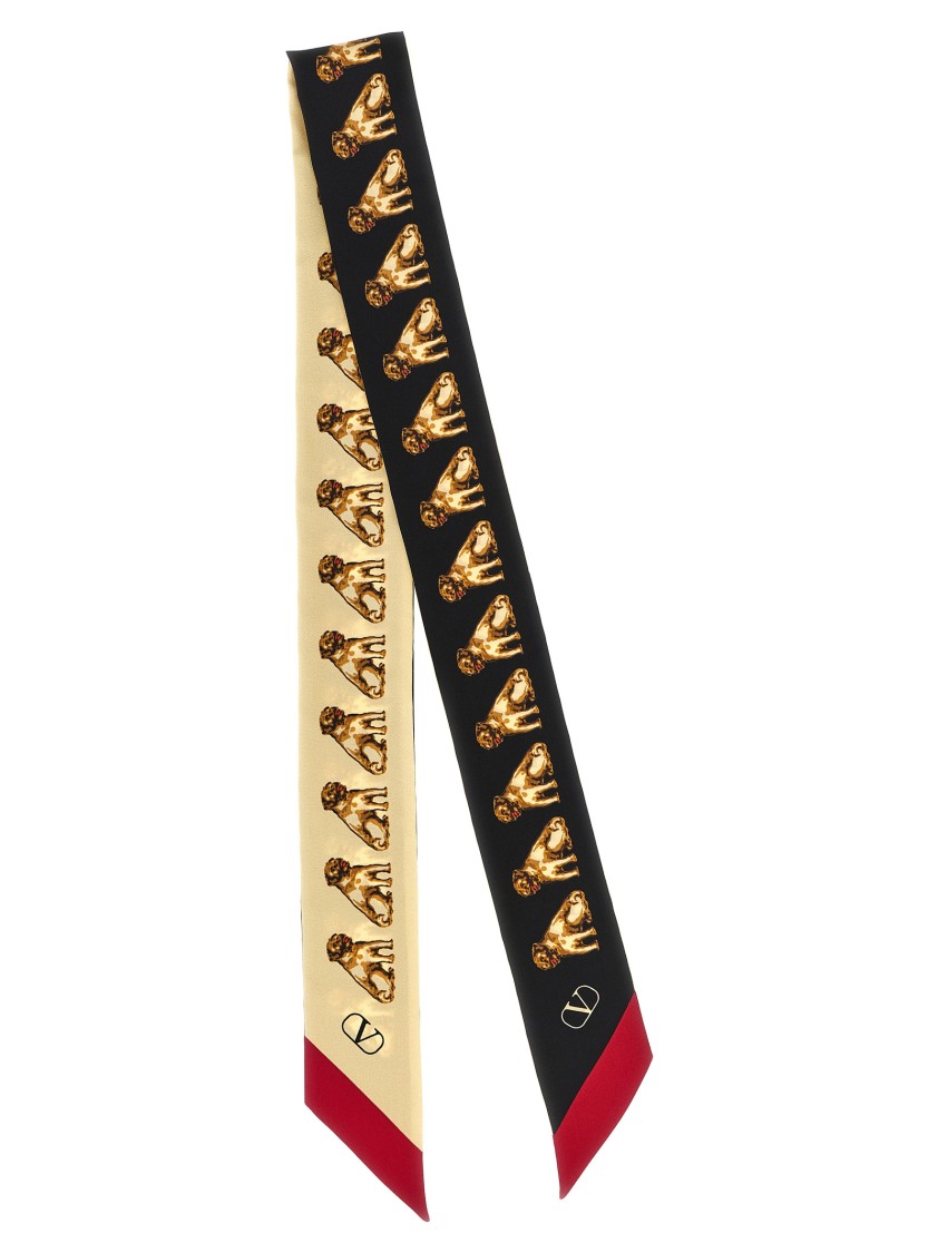 Valentino 'petit Charles' Scarf With Dual Color Accents In Multi