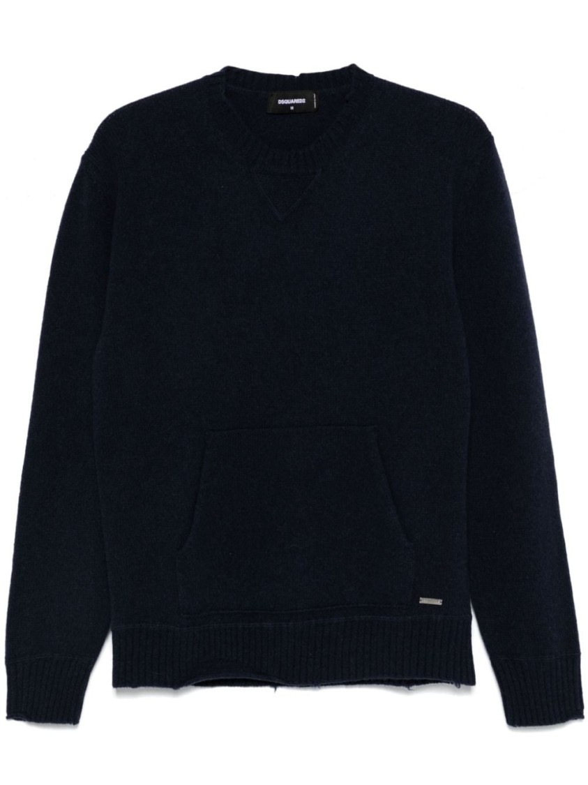 Dsquared2 Relaxed Fit Sweater With Classic Crew Neckline In Black
