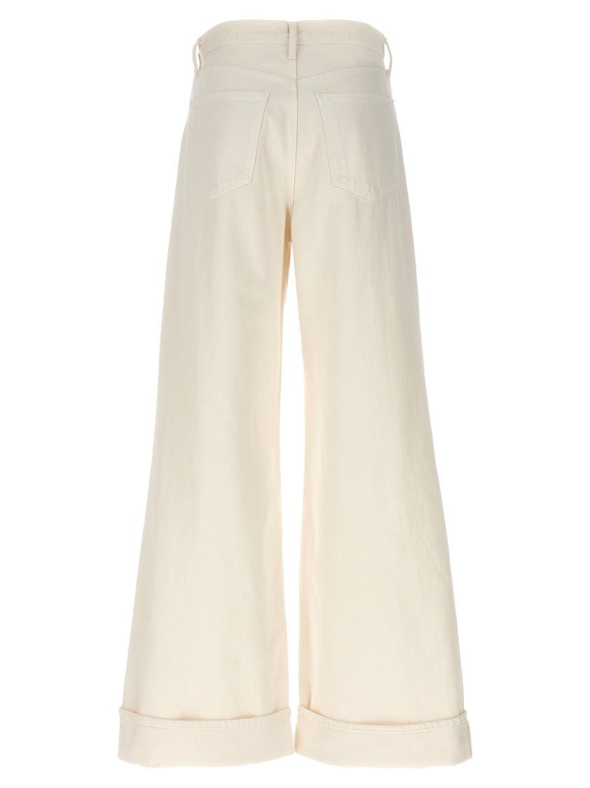 Agolde White Denim Flared Jeans In White