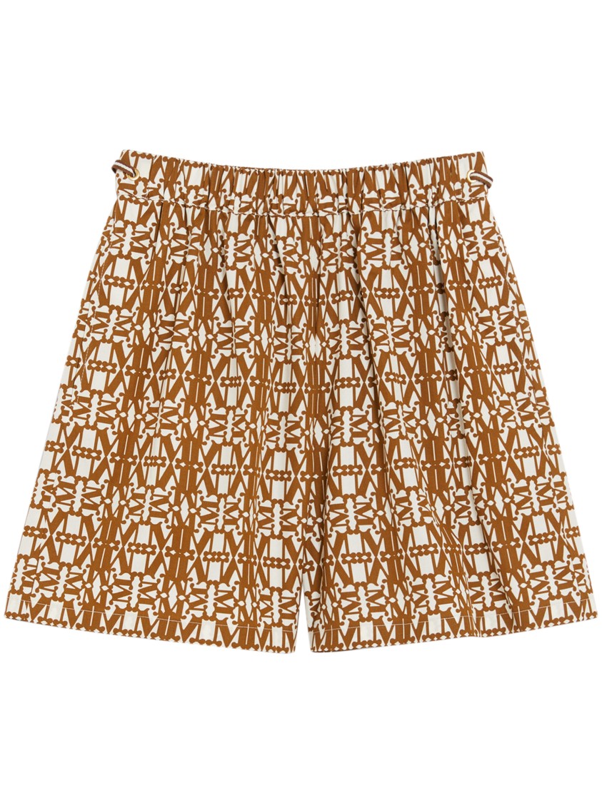 Max Mara Hawaii-style Logo Shorts Matching Luxury Dress In Brown