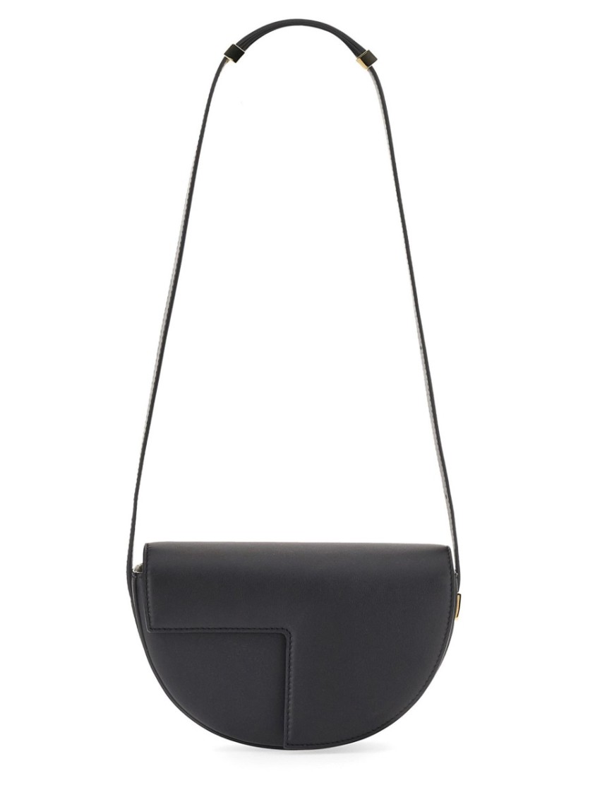 Shop Patou Half-moon Leather Shoulder Bag